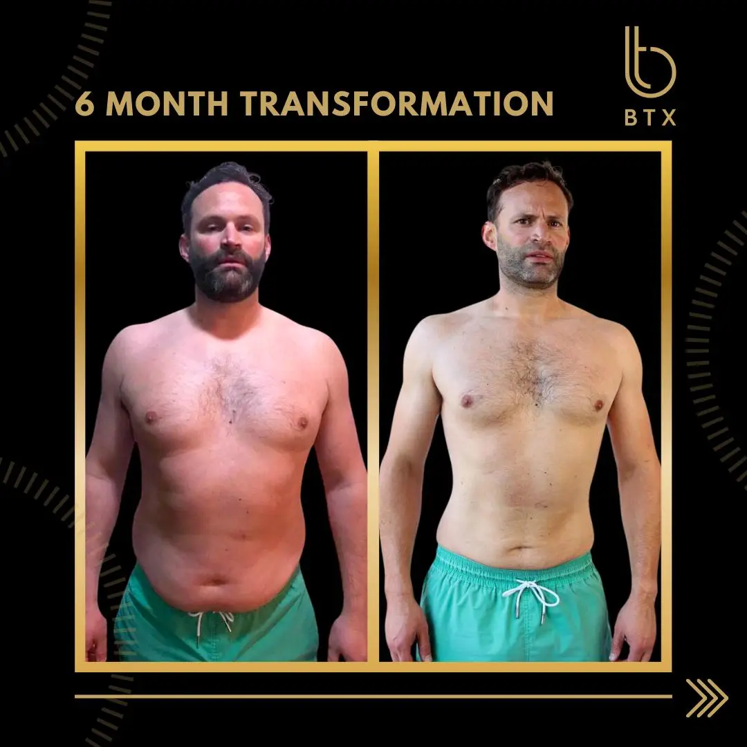 BTX client Robin before and after body transformation result at BTX London